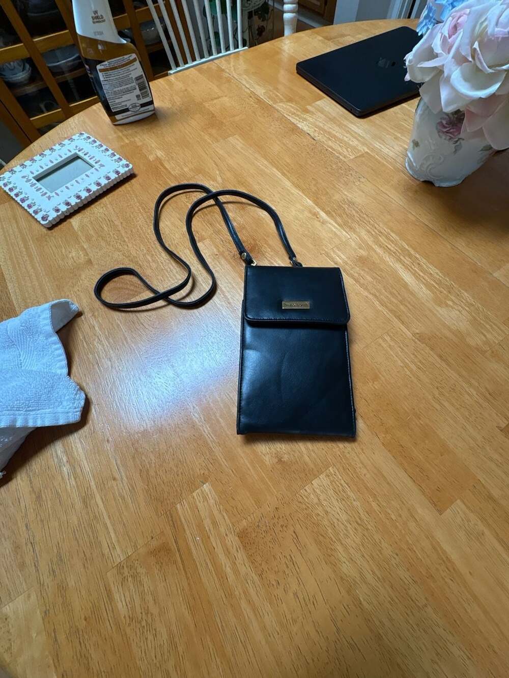 Bruno Lorelli Black Faux Leather Cell Phone Crossbody Purse